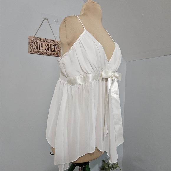 Vintage White Satin Babydoll Nightgown XL Lingerie Sleepwear Bridal Coquette - Picture 2 of 15